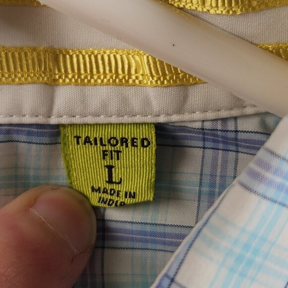 Robert Graham Button Up Shirt Men Blue Check Large Tailored Fit Long Sleeve - Picture 11 of 16